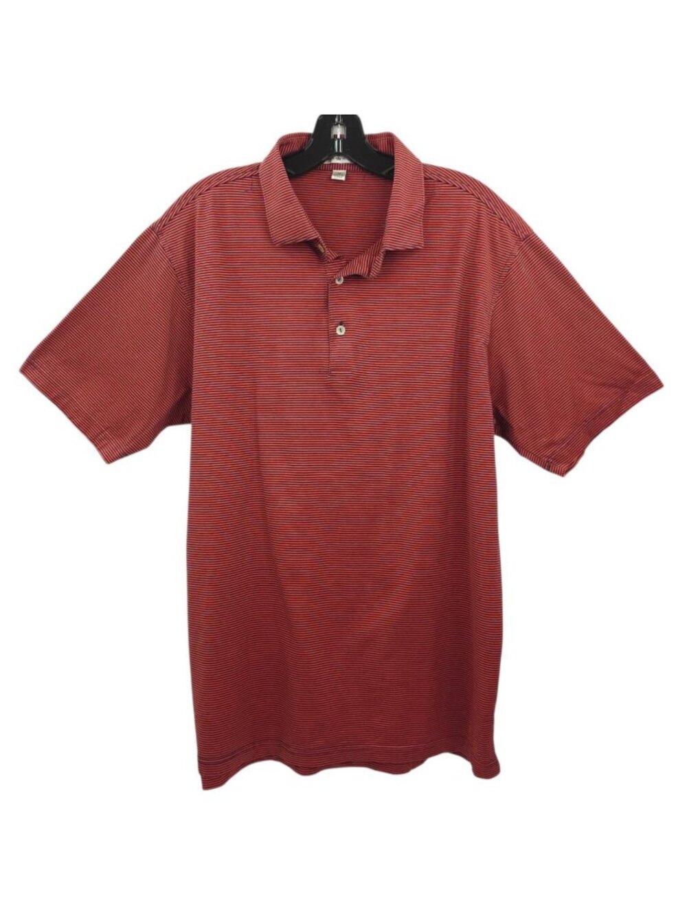 Peter Millar Polo Shirt Mens M Classic Red Navy Micro Stripe Golf Preppy